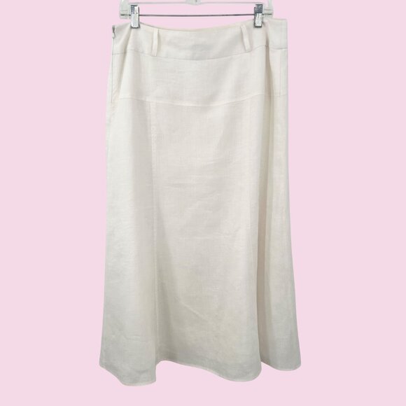 RICHARD MALCOLM LONG WHITE LINEN MAXI SKIRT - 12 - Picture 2 of 9